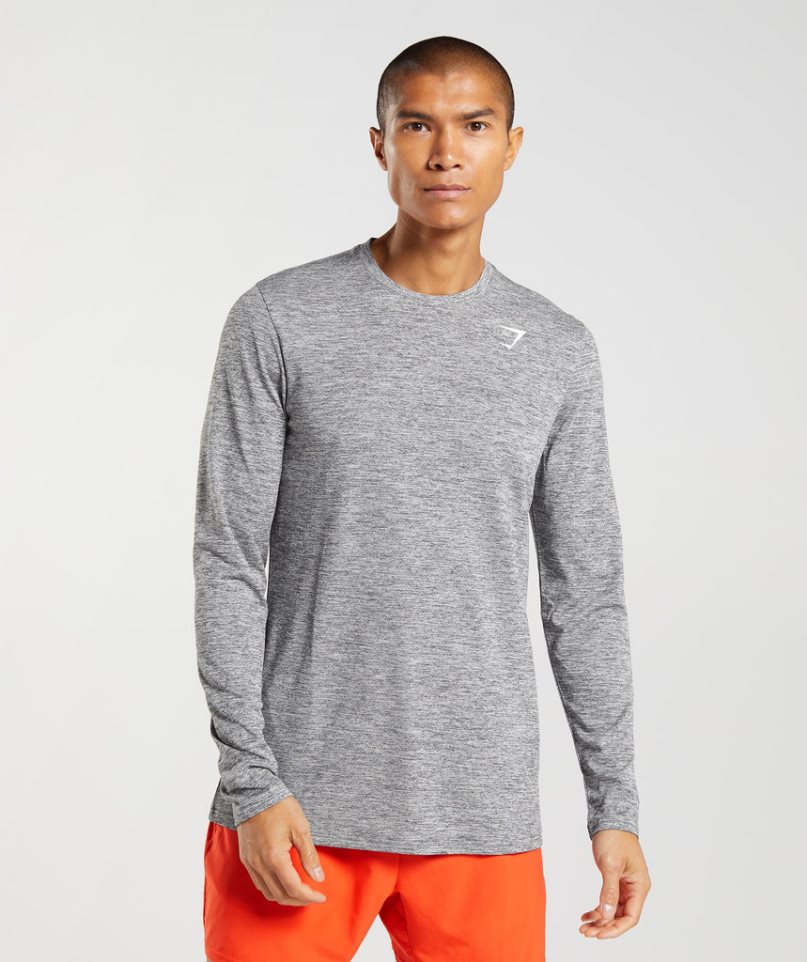 Koszulki Gymshark Arrival Long Sleeve Męskie Szare | PL 541HOS